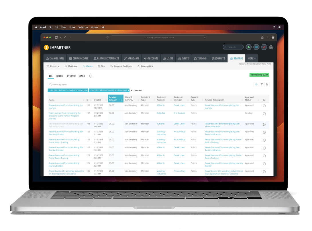 Rewards Management screens Rewards Management screens
